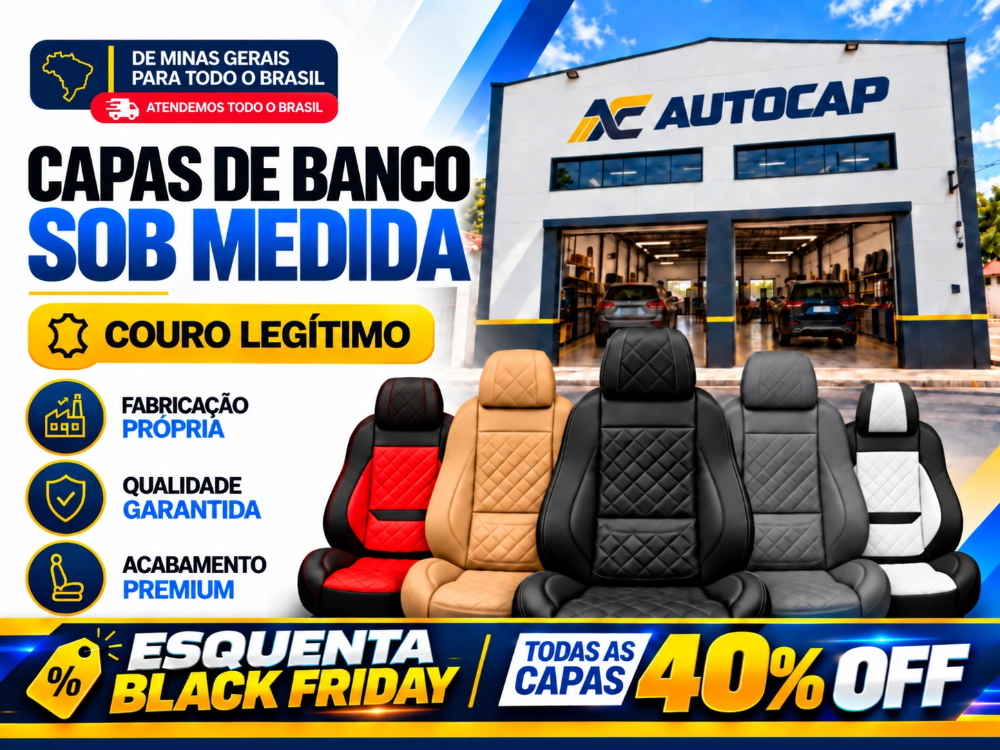 Capa de banco premium — fabricação sob medida